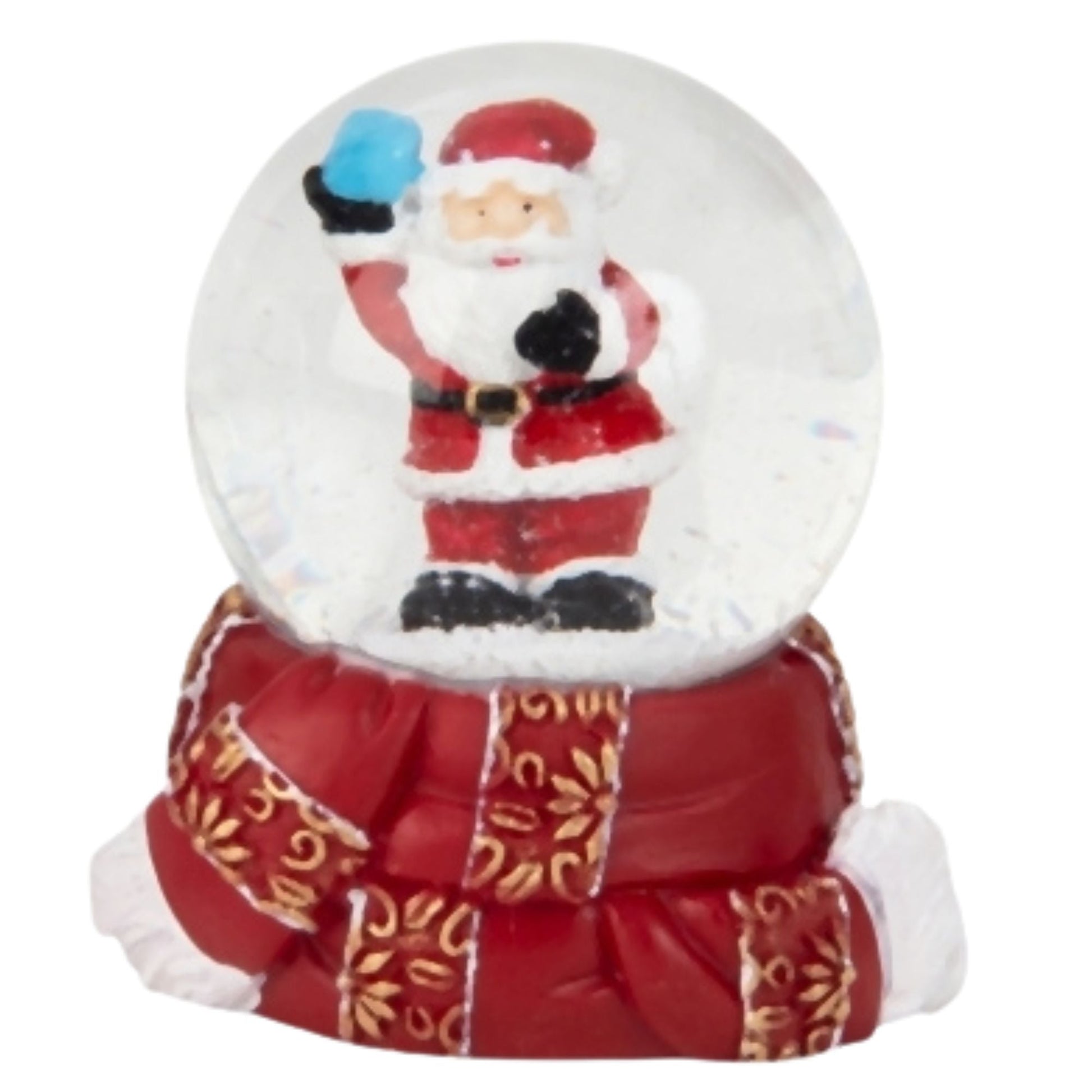 4 süße Mini - Schneekugeln Winter & Weihnacht mit Sockel Winterschal B: 45mm - Schneekugelhaus
