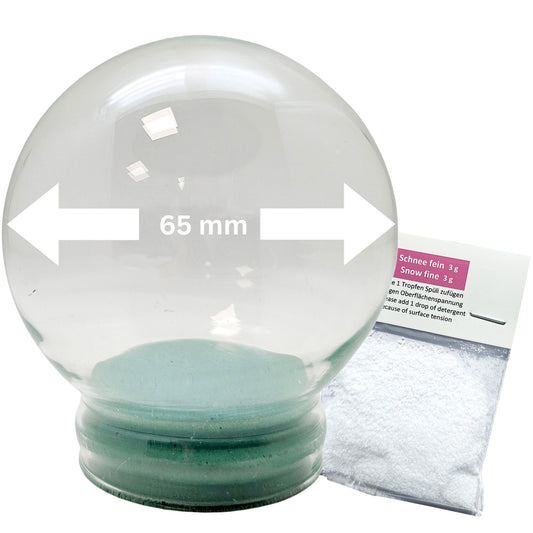 65mm Ersatzglas Bastelglas Schneekugel mit Gummiverschluss