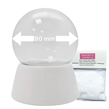 80mm-Do-it-Yourself Schneekugel mit Glas und Porzellan-Sockel