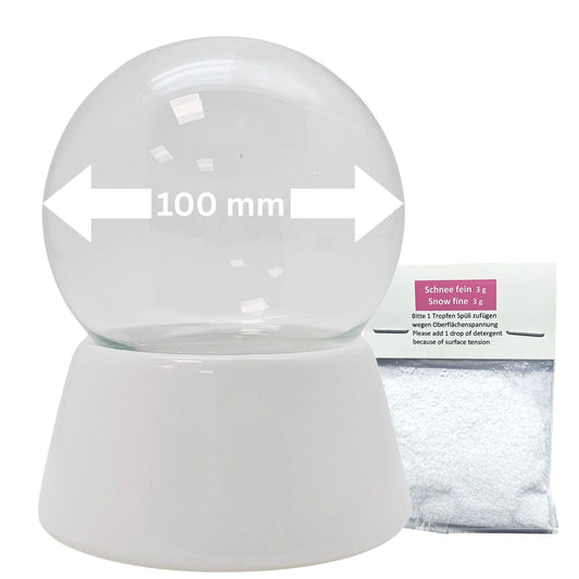 100mm DIY Schneekugel Bastelset weiß - Set aus Bastelglas und Sockel weiß