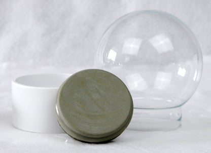 100mm Bastelset Polyresin Sockel weiß rund mit DIY-Schneekugel