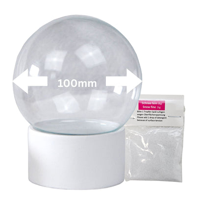 100mm Bastelset Polyresin Sockel weiß rund mit DIY-Schneekugel