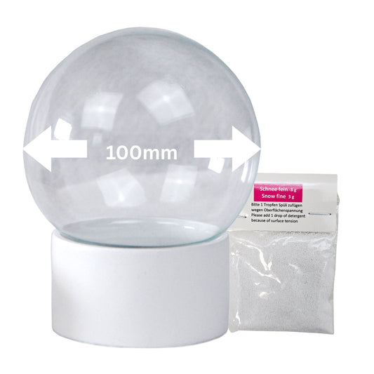 100mm Bastelset Polyresin Sockel weiß rund mit DIY-Schneekugel