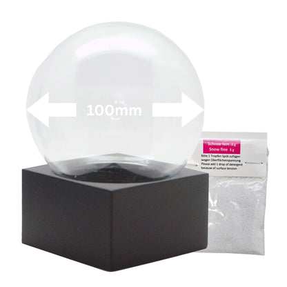 100mm Bastelset Polyresin Sockel schwarz eckig mit DIY-Schneekugel