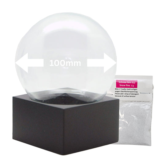 100mm Bastelset Polyresin Sockel schwarz eckig mit DIY-Schneekugel
