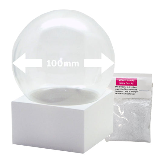 100mm Bastelset Polyresin Sockel weiß eckig mit DIY-Schneekugel
