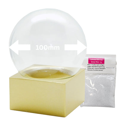 100mm Bastelset Polyresin Sockel gold eckig mit DIY-Schneekugel