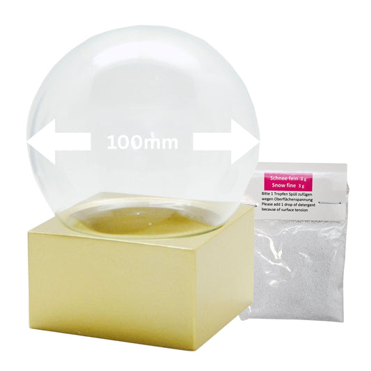 100mm Bastelset Polyresin Sockel gold eckig mit DIY-Schneekugel
