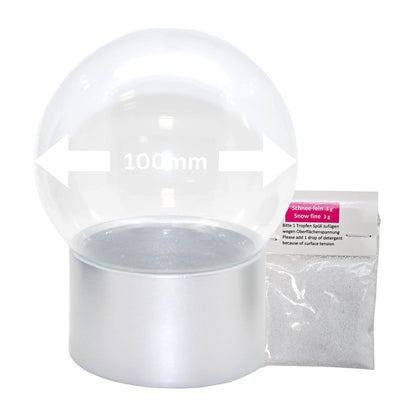 100mm Bastelset Polyresin Sockel silber rund mit DIY-Schneekugel