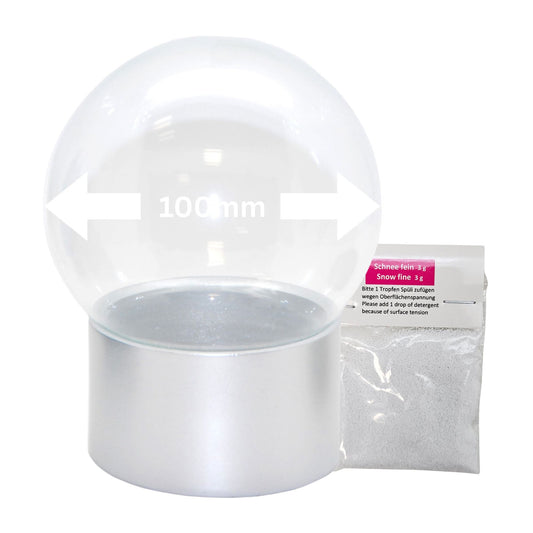 100mm Bastelset Polyresin Sockel silber rund mit DIY-Schneekugel