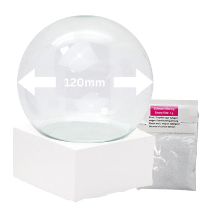 120mm Bastelset Polyresin Sockel weiß eckig mit DIY-Schneekugel