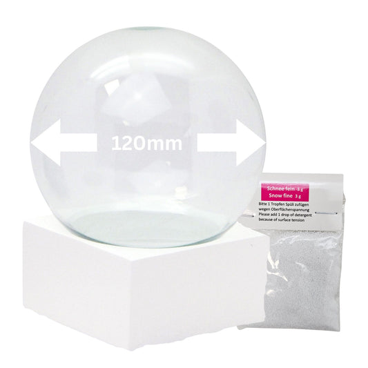 120mm Bastelset Polyresin Sockel weiß eckig mit DIY-Schneekugel