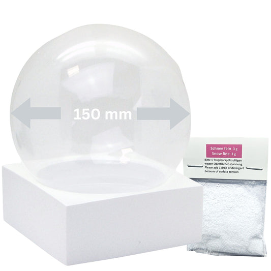 150mm Bastelset Polyresin Sockel weiß eckig mit DIY-Schneekugel