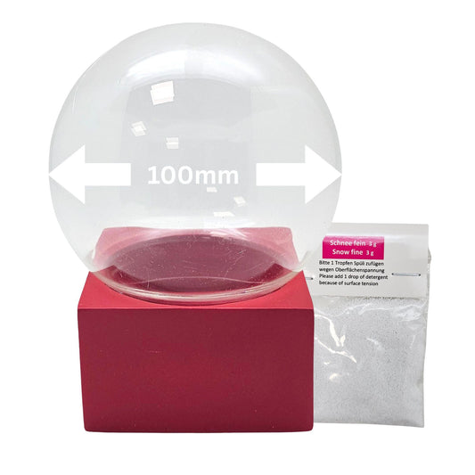 100mm Bastelset Polyresin Sockel rot eckig mit DIY-Schneekugel