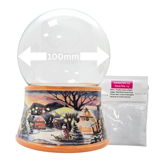 100mm Bastelset - Sockel Winterlandschaft Ocker Rand mit DIY-Schneekugel für Spieluhr