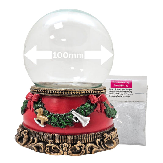 100mm Bastelset - Sockel Weihnachten rot mit DIY-Schneekugel für Spieluhr