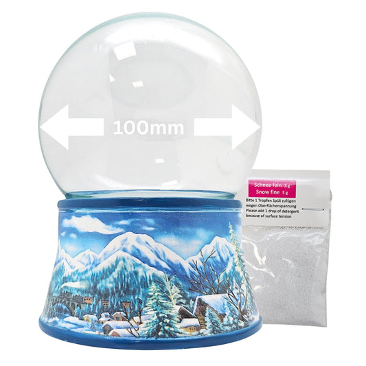100mm Bastelset - Sockel Winterlandschaft hellblau mit DIY-Schneekugel für Spieluhr