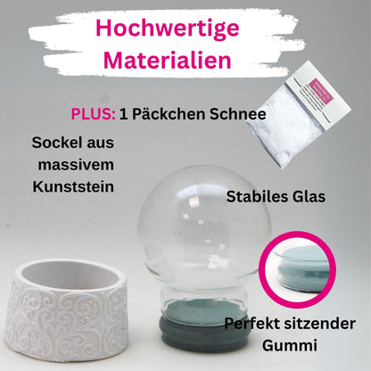 65mm-Do-it-Yourself Schneekugel mit Glas und Ornament-Sockel Bastelset