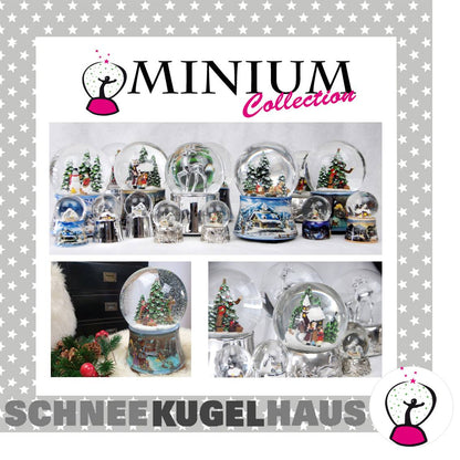 Edle Schneekugel auf weißem Porzellansockel Santa 100 mm mit Spieluhr - Schneekugelhaus