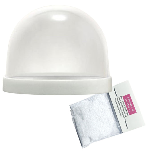 Kunststoff - Schneekugel oval weiß für FIMO 72 x 61 mm - incl. 1 x Schnee - Schneekugelhaus