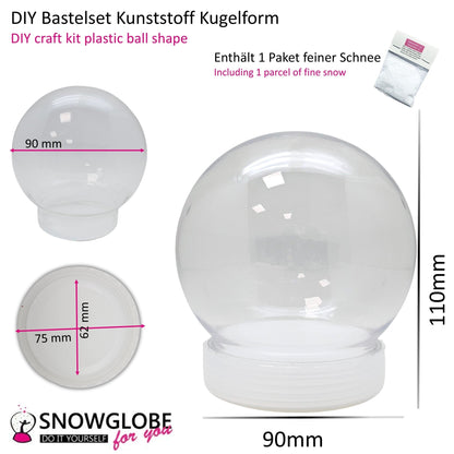 Kunststoff - Schneekugel rund Schraubverschluss 90 x 110 mm - incl. 1 x Schnee - Schneekugelhaus