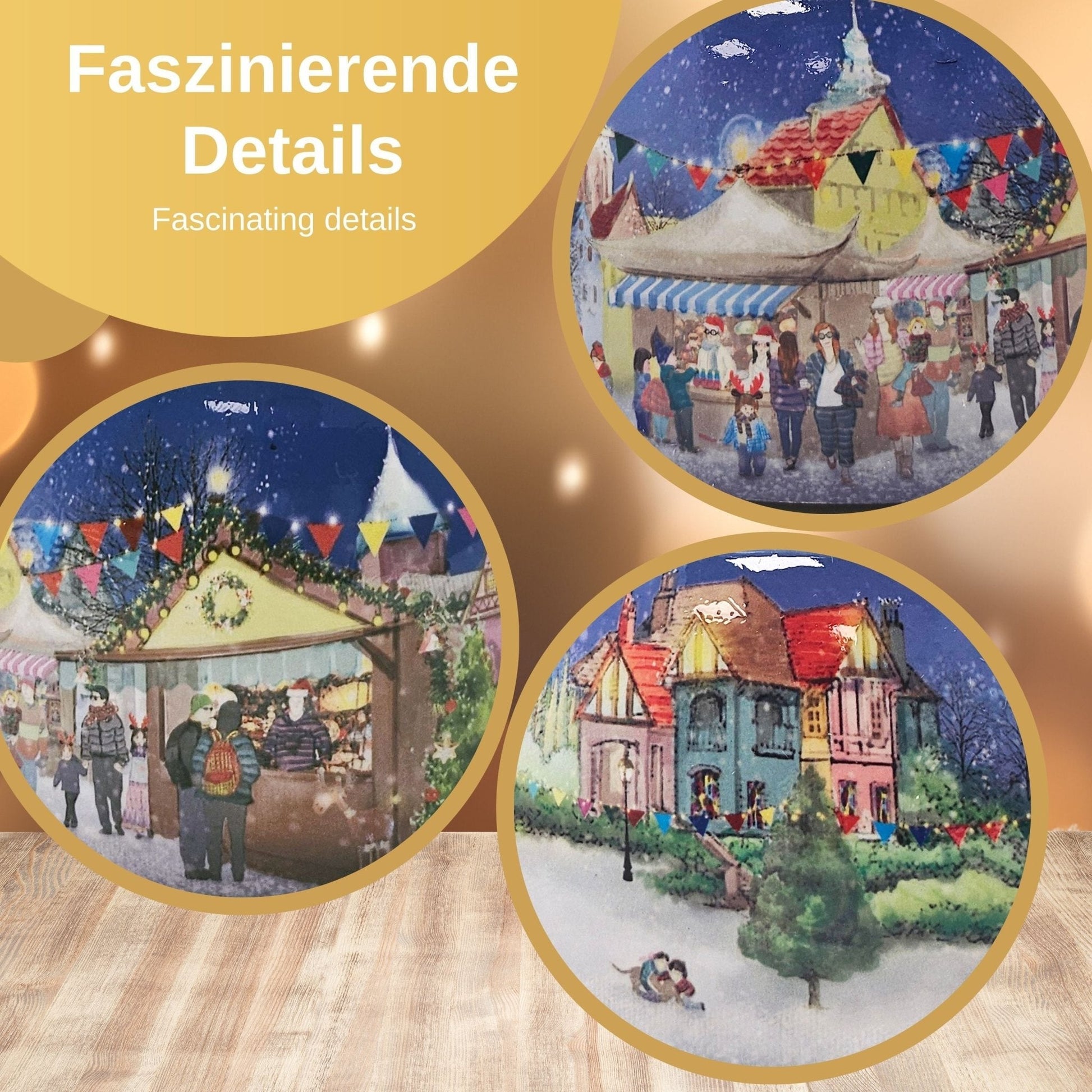 Mega Schneekugel Historische Kutschfahrt zum Weihnachtsmarkt - Musikspieluhr Winter Wonderland - Schneekugelhaus