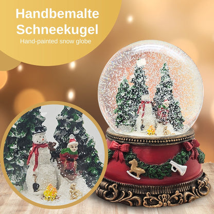 Nostalgische Schneekugel Schneemann steht auf Sockel Weihnachtsdekor rot mm Durchmesser mit Spieluhr - Schneekugelhaus