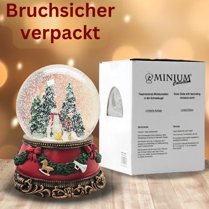 Nostalgische Schneekugel Schneemann steht auf Sockel Weihnachtsdekor rot mm Durchmesser mit Spieluhr - Schneekugelhaus