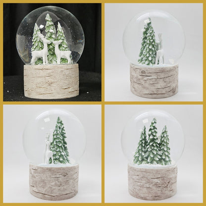 Schneekugel 2 Rehe auf Holzsockel "Country - Line" 10 cm Durchmesser - Schneekugelhaus