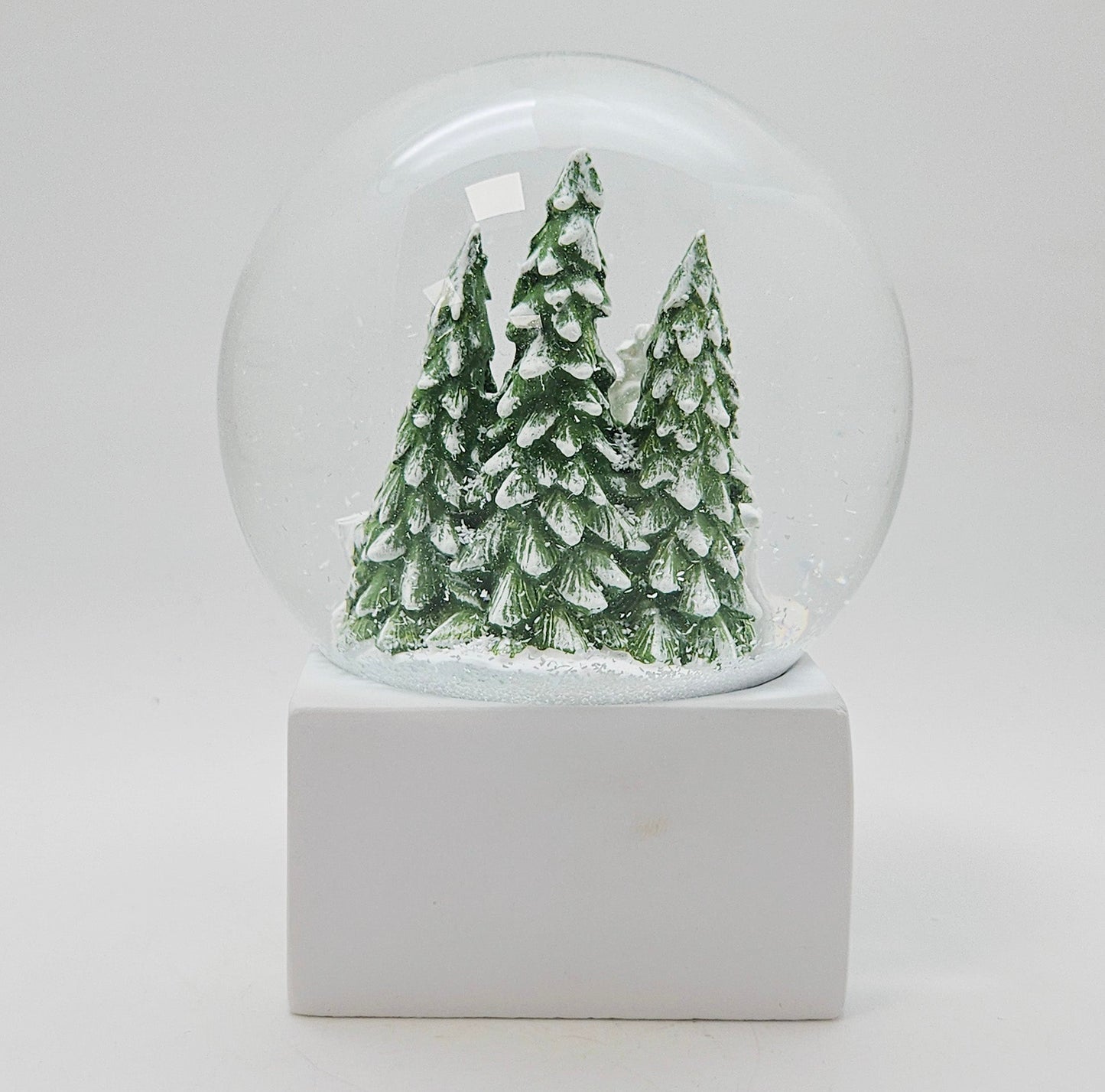 Schneekugel 2 Rehe auf Sockel weiß eck "PURE - Line" 10 cm Durchmesser - Schneekugelhaus