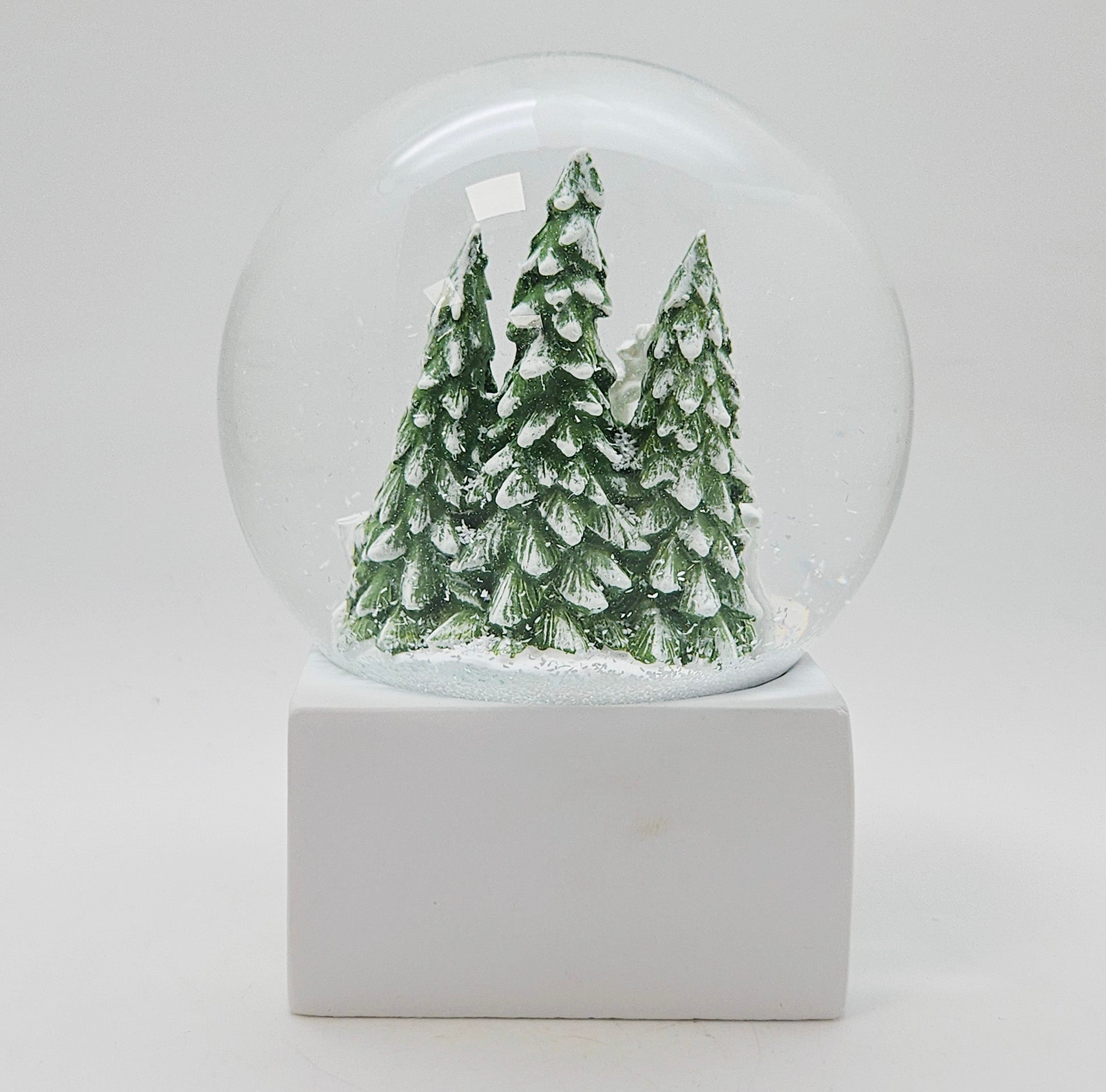 Schneekugel 2 Rehe auf Sockel weiß eck "PURE - Line" 10 cm Durchmesser - Schneekugelhaus