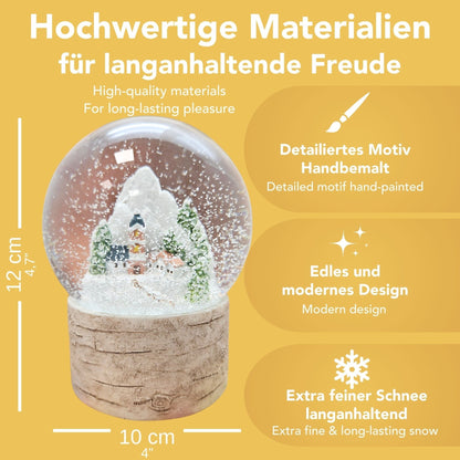 Schneekugel Bergdorf auf Holzsockel "Country - Line" 10 cm Durchmesser - Schneekugelhaus