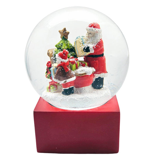 Schneekugel Christmas Shopping rot eck "PURE - Line" 10 cm Durchmesser - Schneekugelhaus