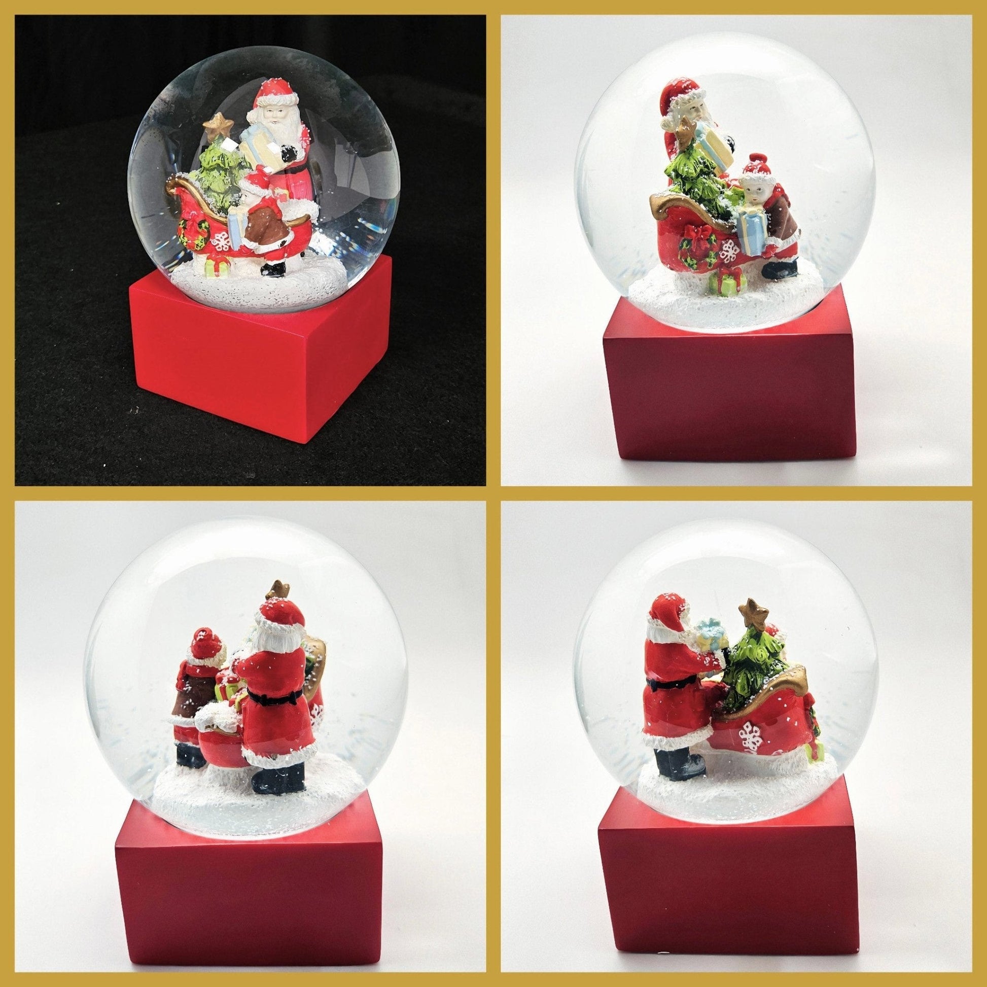 Schneekugel Christmas Shopping rot eck "PURE - Line" 10 cm Durchmesser - Schneekugelhaus