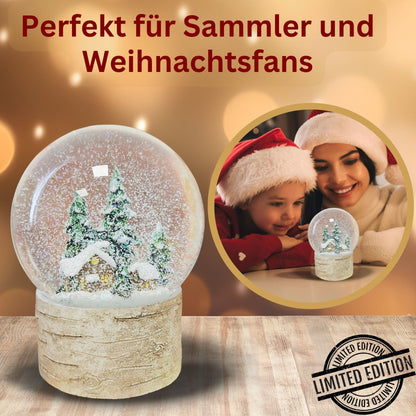 Schneekugel Hüttenzauber verschneite Berghütte auf Holzsockel "Country - Line" 10 cm Durchmesser - Schneekugelhaus