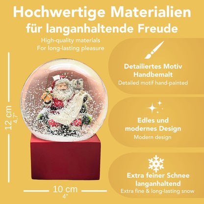 Schneekugel Santa Geschenkeliste rot eck "PURE - Line" 10 cm Durchmesser - Schneekugelhaus