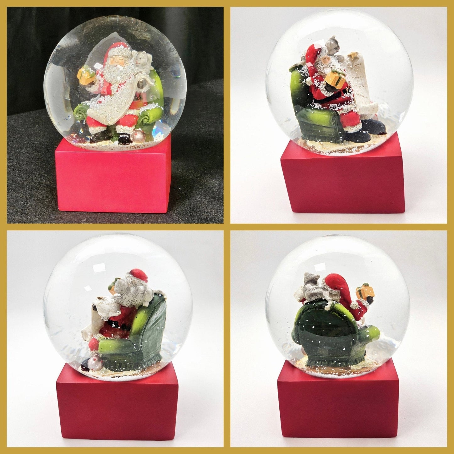 Schneekugel Santa Geschenkeliste rot eck "PURE - Line" 10 cm Durchmesser - Schneekugelhaus