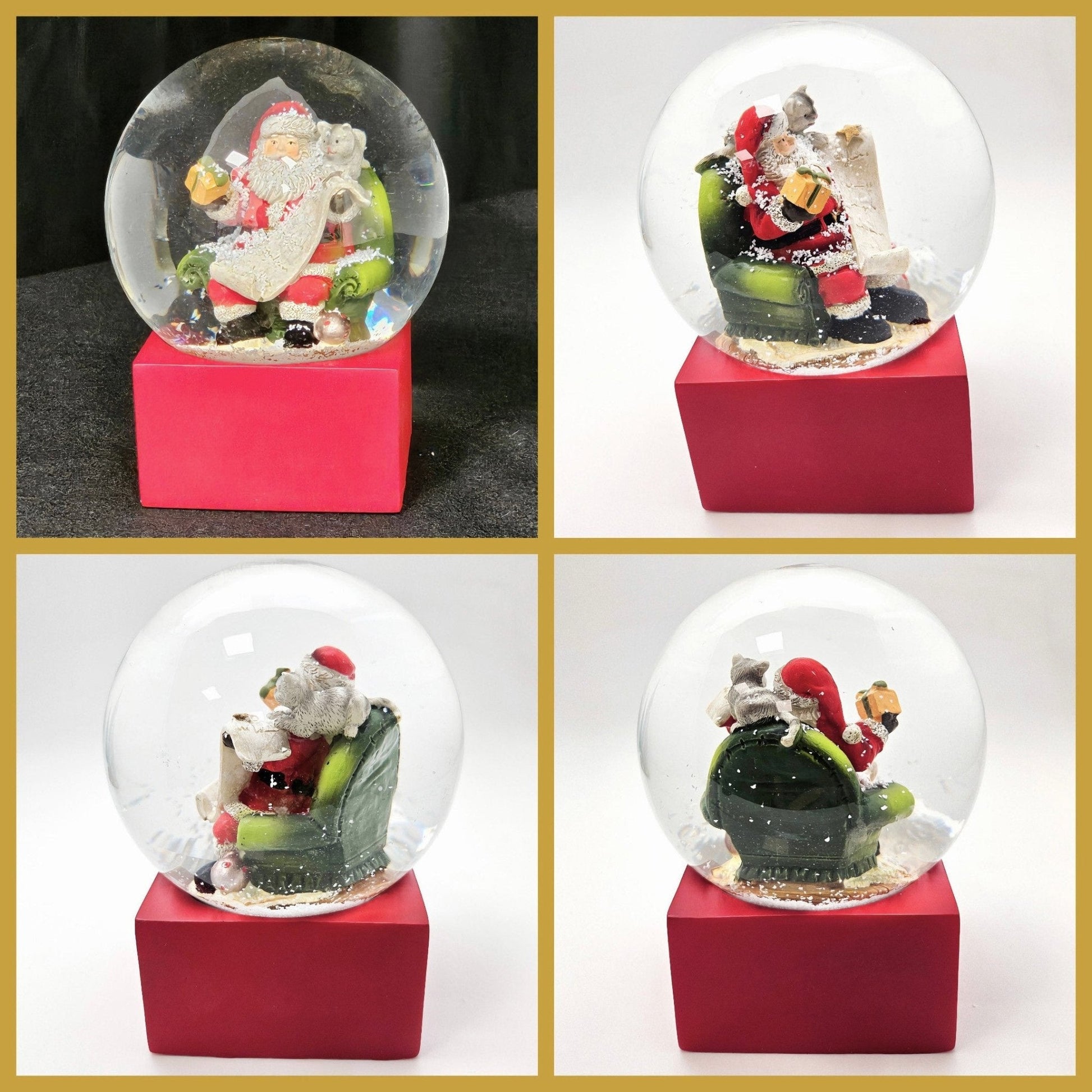 Schneekugel Santa Geschenkeliste rot eck "PURE - Line" 10 cm Durchmesser - Schneekugelhaus