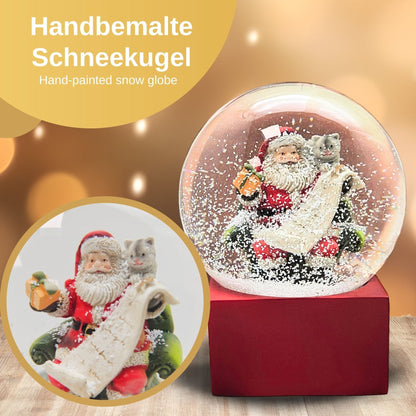 Schneekugel Santa Geschenkeliste rot eck "PURE - Line" 10 cm Durchmesser - Schneekugelhaus