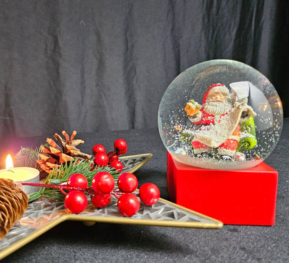 Schneekugel Santa Geschenkeliste rot eck "PURE - Line" 10 cm Durchmesser - Schneekugelhaus