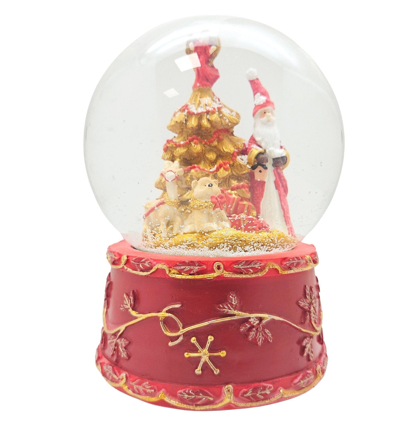 Schneekugel Weihnachtsmann mit Spieluhr rot groß 120 mm Durchmesser - Schneekugelhaus