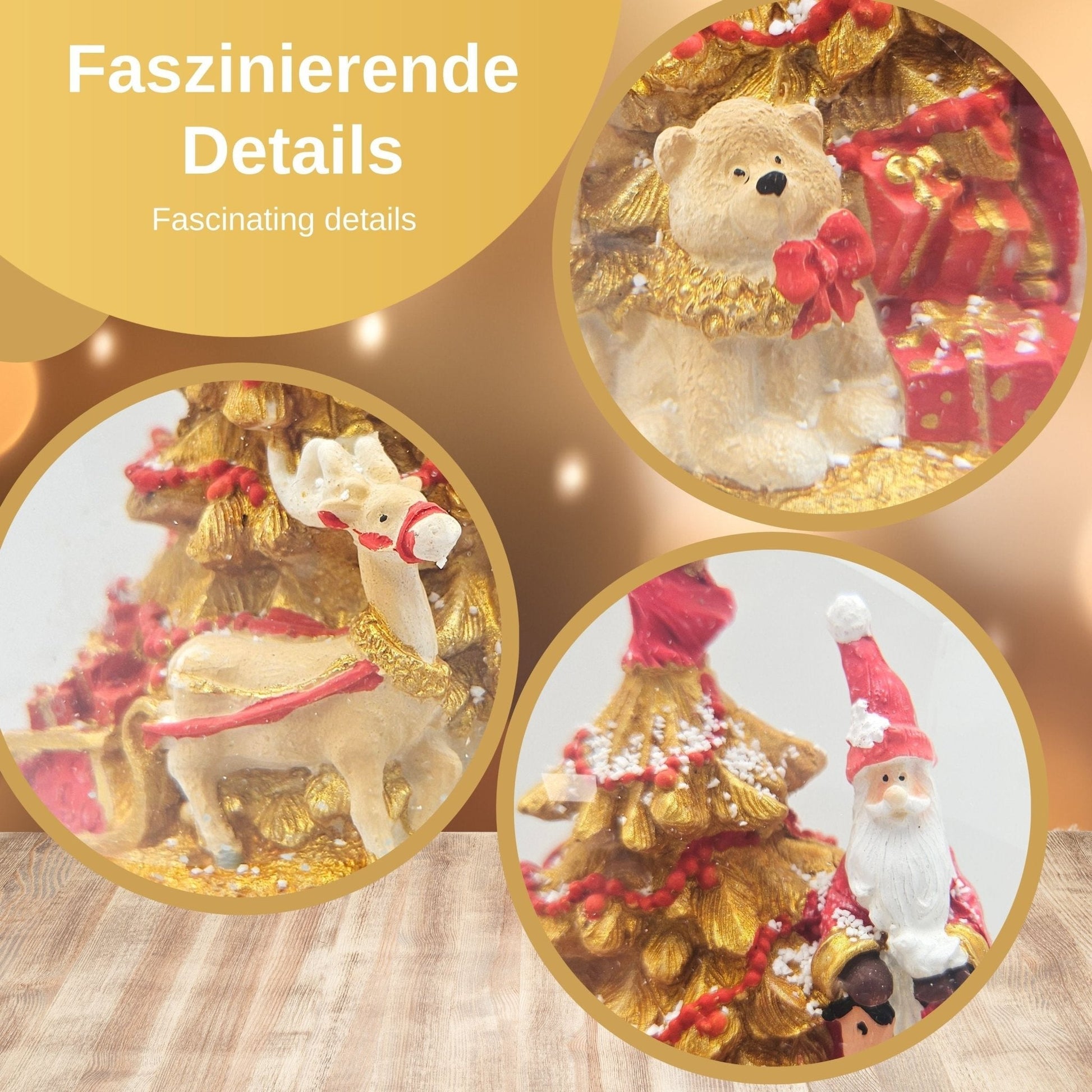 Schneekugel Weihnachtsmann mit Spieluhr rot groß 120 mm Durchmesser - Schneekugelhaus