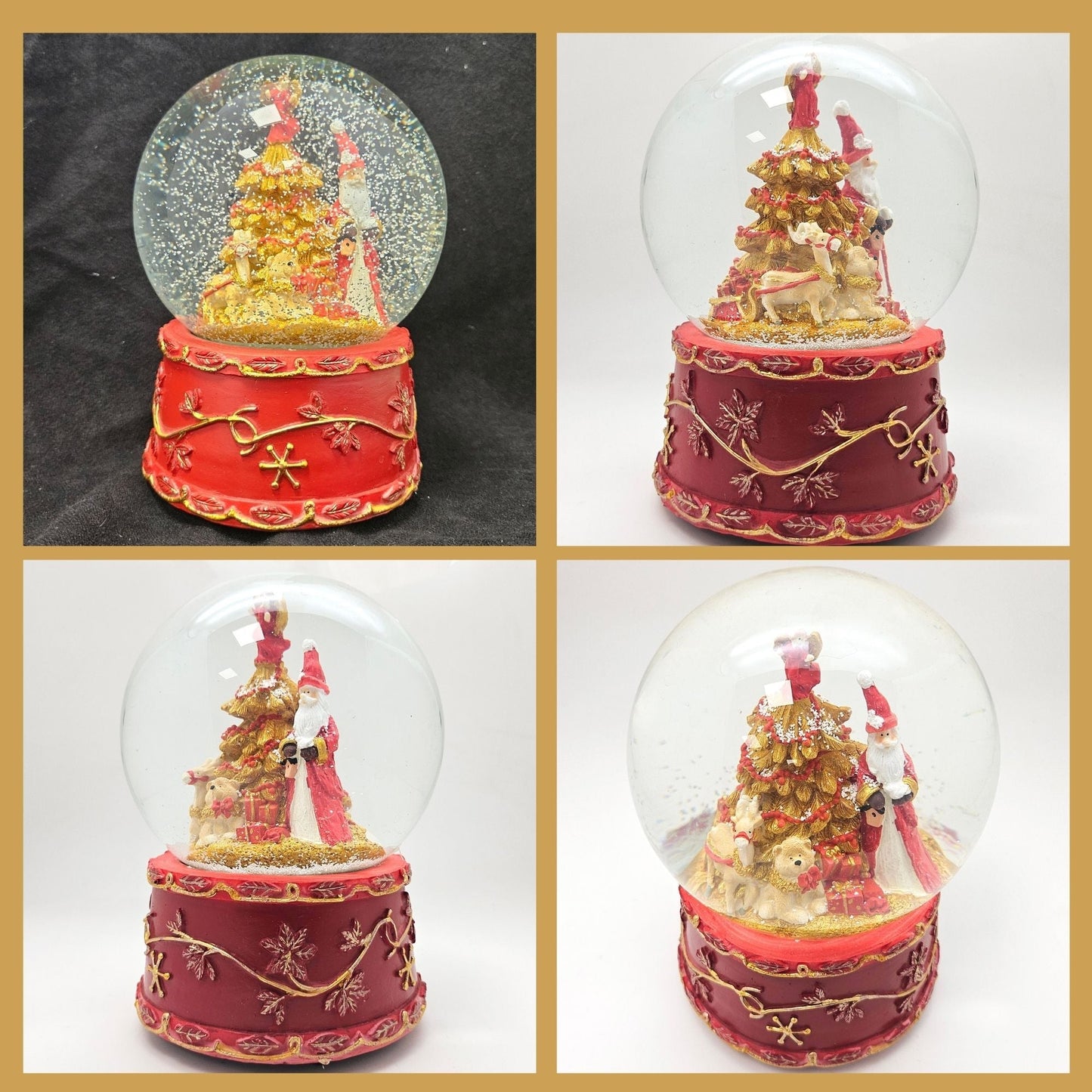 Schneekugel Weihnachtsmann mit Spieluhr rot groß 120 mm Durchmesser - Schneekugelhaus