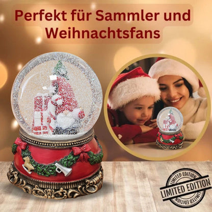 Schöne Schneekugel Wichtel Christbaum auf Sockel Weihnachtsdekor rot mm Durchmesser mit Spieluhr - Schneekugelhaus