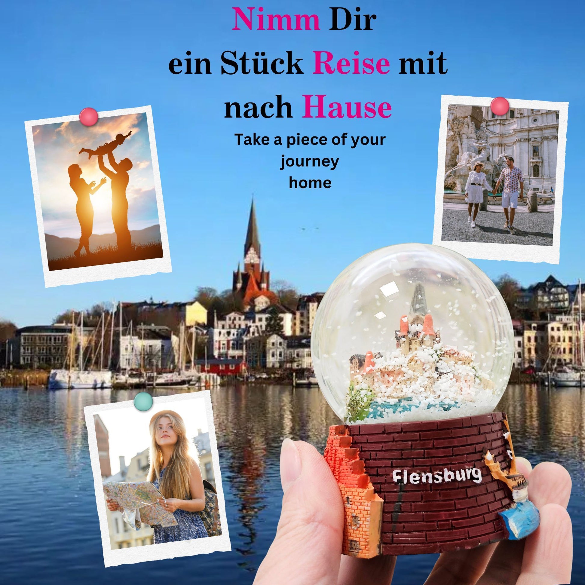 Souvenir Schneekugel Flensburg - Schneekugelhaus