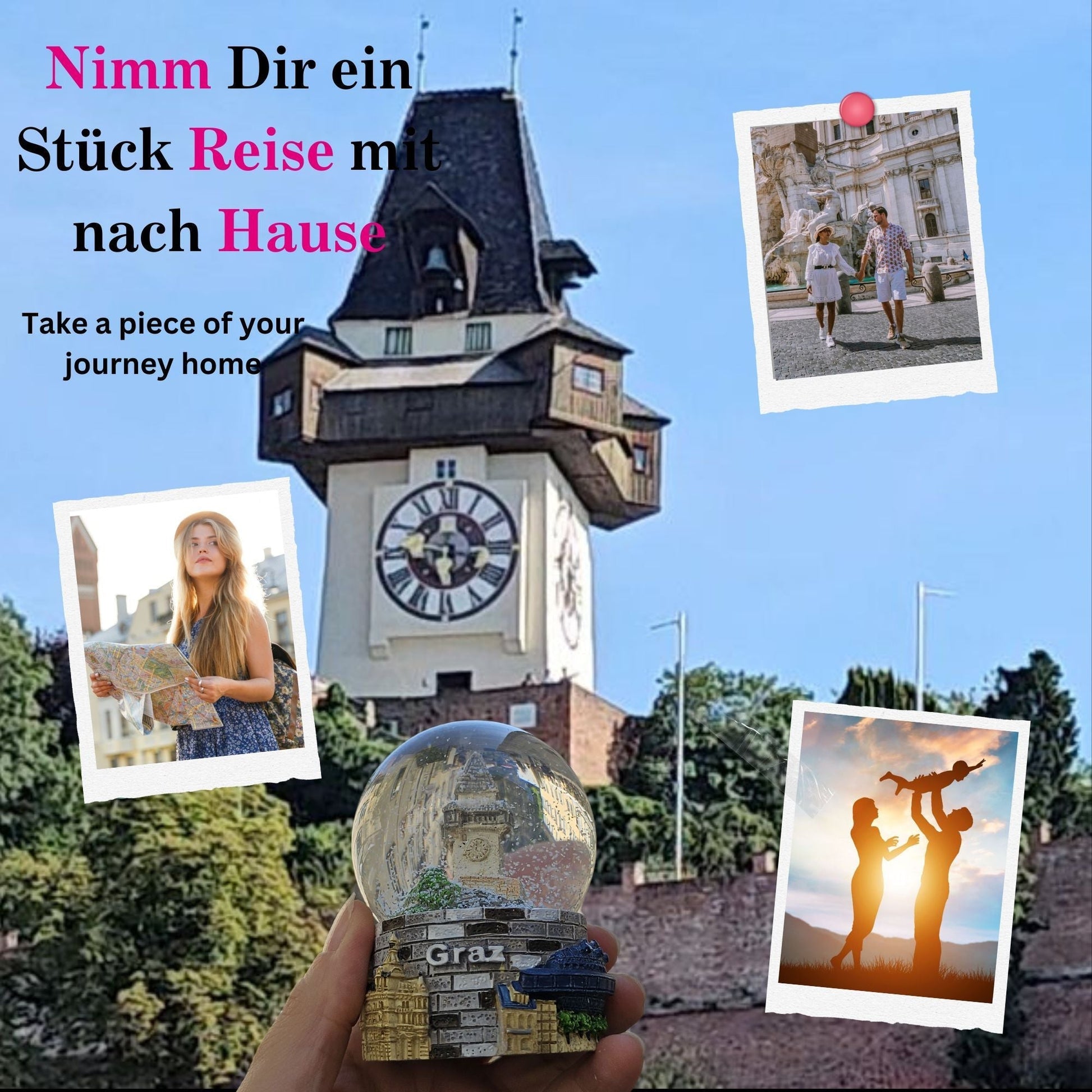 Souvenir Schneekugel Graz Österreich Uhrturm - Schneekugelhaus