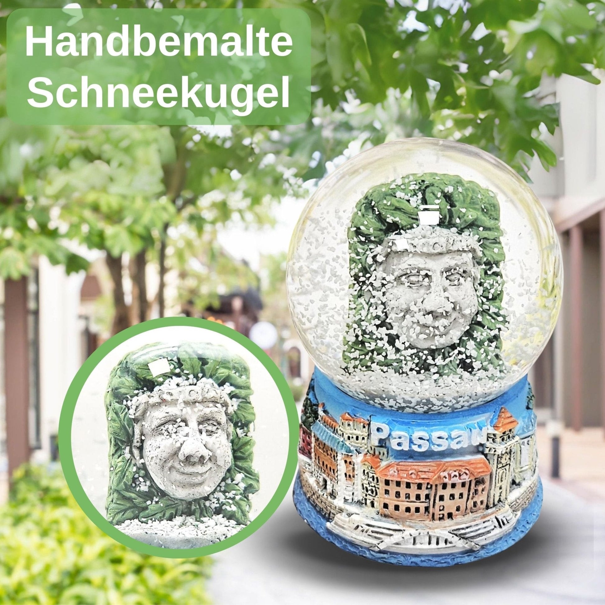 Souvenir Schneekugel Passauer Tölpel 45mm Durchmesser - Schneekugelhaus