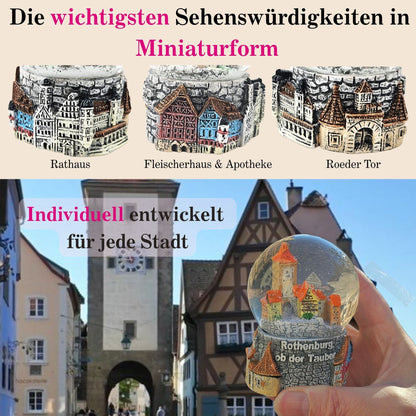 Souvenir Schneekugel Rothenburg Plönlein 45mm Durchmesser - Schneekugelhaus