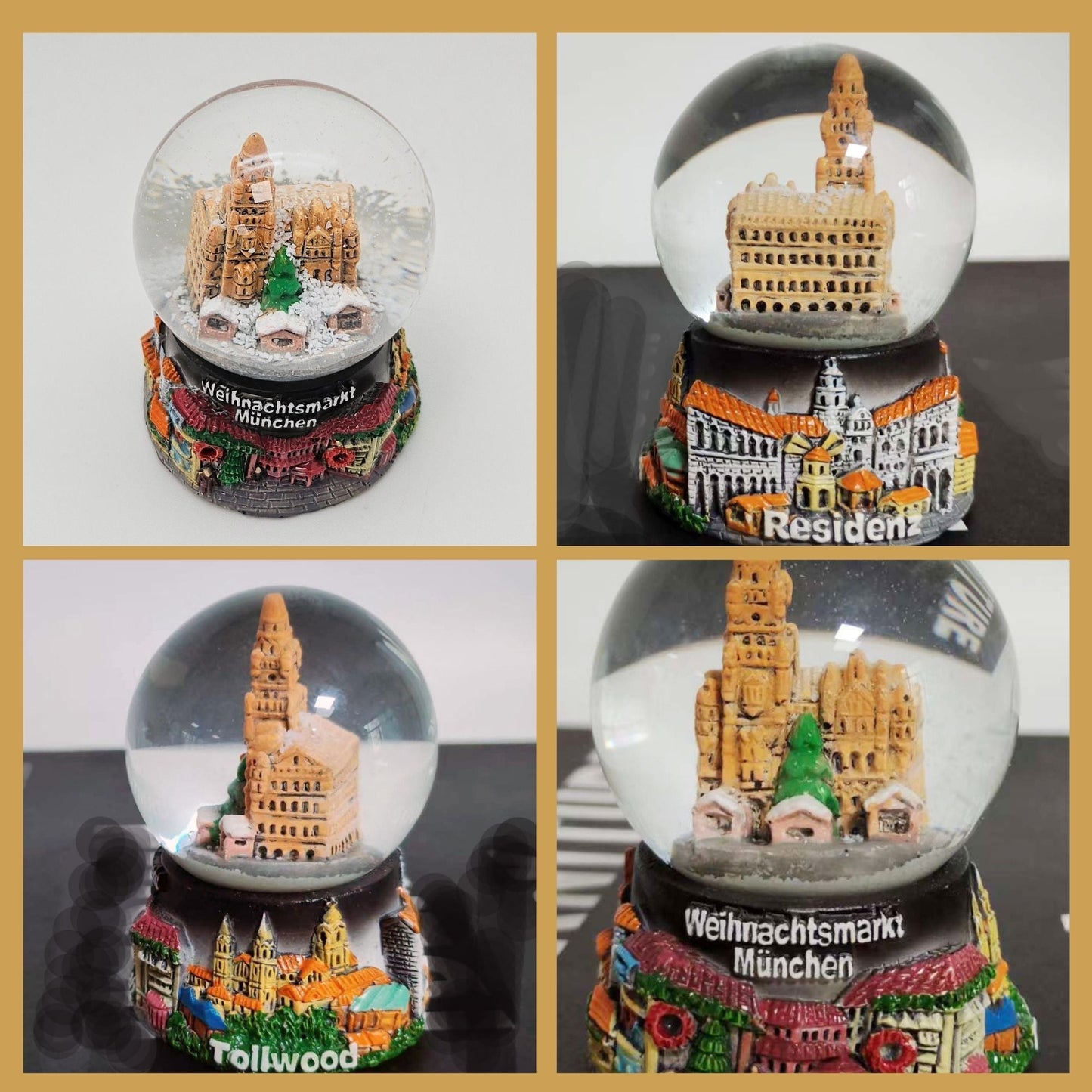 Souvenir Schneekugel Weihnachtsmarkt München Rathaus B: 4,5 H: 6,5 - Schneekugelhaus